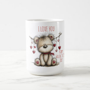 Mug Nounours avec écharpe en forme de cœur et cœurs su