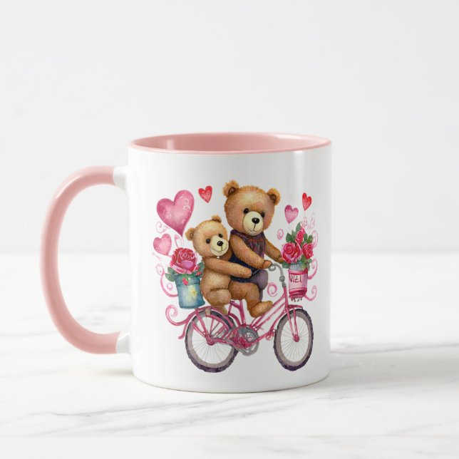 Mug Nounours de Saint Valentin à vélo (Gauche)