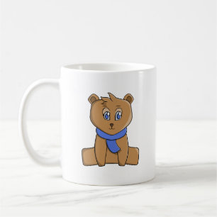 Mug Nounours en peluche portant une écharpe bleue