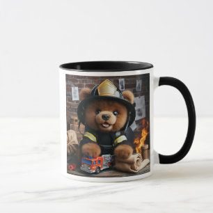 Mug Nounours en tenue de pompier héroïque.