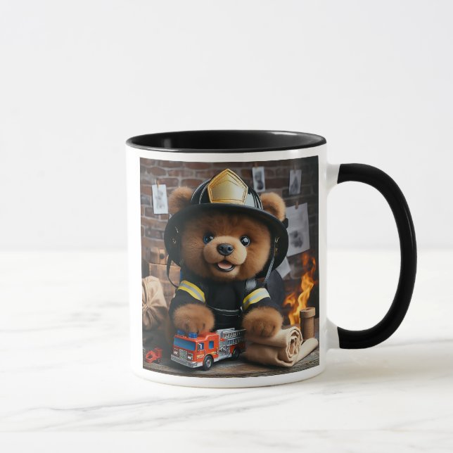 Mug Nounours en tenue de pompier héroïque. (Droite)