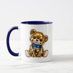 Mug Nounours Mignon Personnage Brillant Nœud Bleu