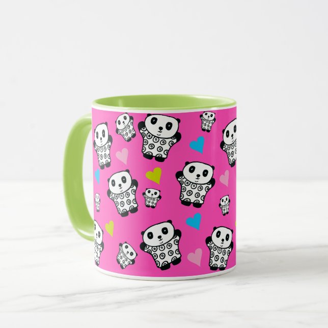 Mug Nounours Rose Mignon Kawaii Ours Panda Amour Coeur (Devant gauche)
