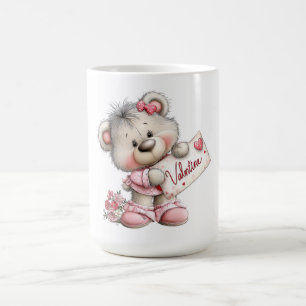 Mug Nounours valentin avec un panneau en forme de cœur