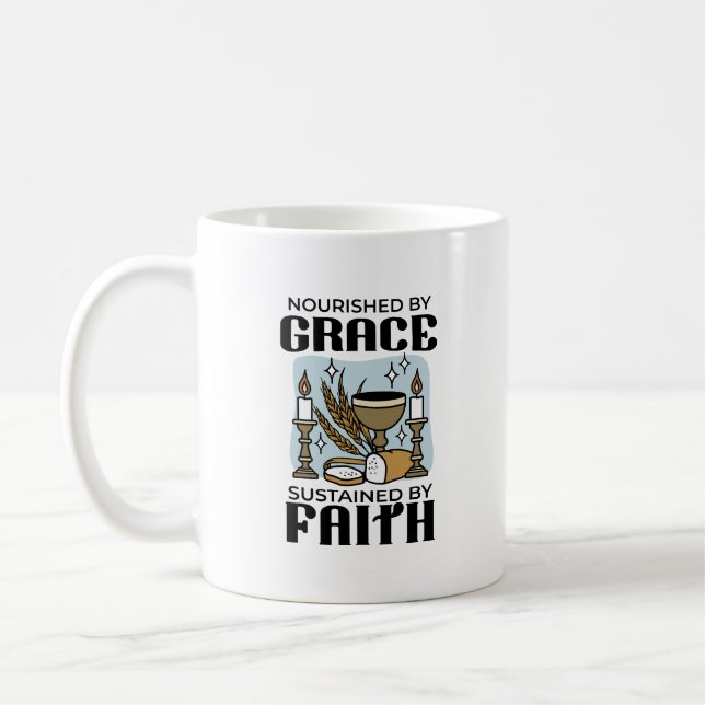 Mug Nourished by Grace, Sustained by Faith Design (Gauche)
