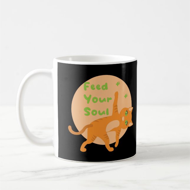 Mug Nourrissez votre âme Kawaii orange drôle chat fais (Gauche)