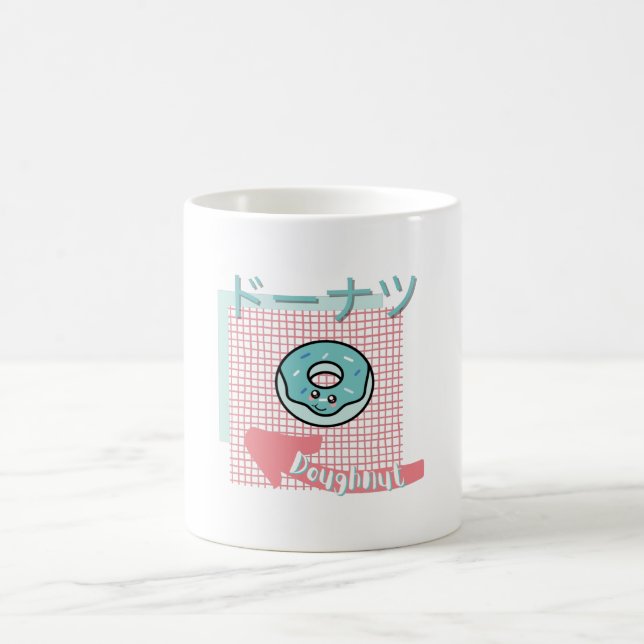 Mug nourriture kawaii - Doughnut mignonne, rose, turqu (Centre)