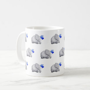 Mug Nourriture Motif des éléphants Bébés Bleus Cute