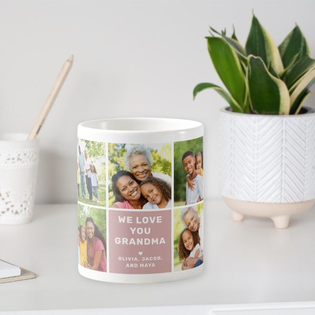 Mug Nous aimons grand-mère photo poussiéreuse rose mod (Créateur téléchargé)