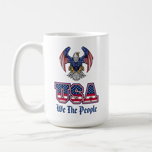Mug Nous le peuple USA Drapeau avec Aigle (Gauche)