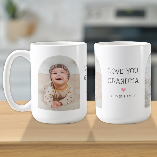 Mug Nous t'aimons Grand-mère Nana 2 Photo Arch & Name  (Créateur téléchargé)