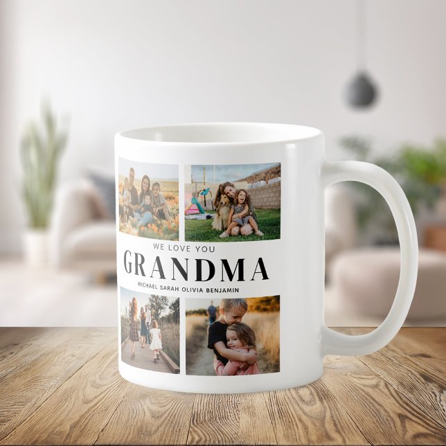 Mug Nous t'aimons Grand-mère Personnalisé 4 Photo Coll (Créateur téléchargé)