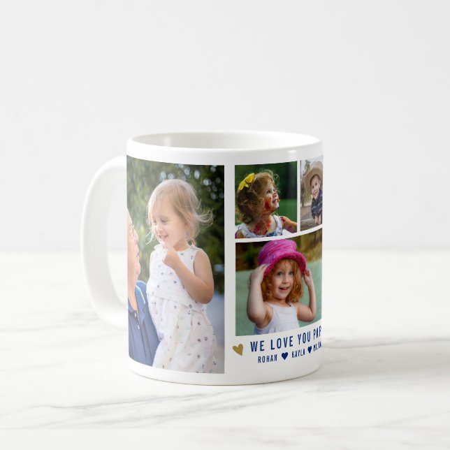 Mug Nous t'aimons Papa Grandkids 5 Photo Collage (Devant gauche)