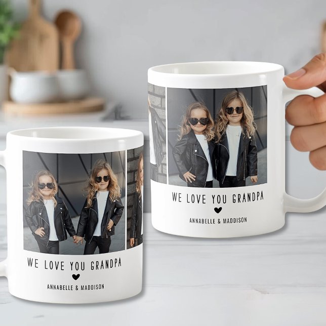 Mug Nous vous aimons 3 Collage de photos (We Love You 3 Photo Collage Coffee Mug)