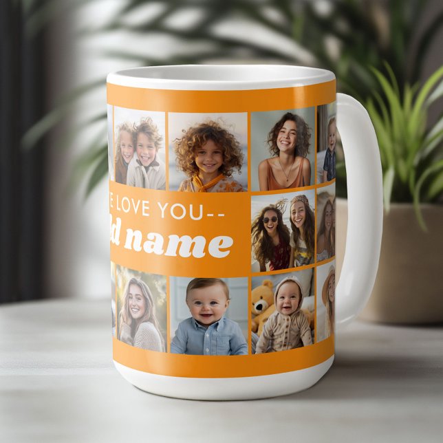 Mug Nous vous aimons ADD NOM - 18 Collage de photos (Custom Photo Mug)