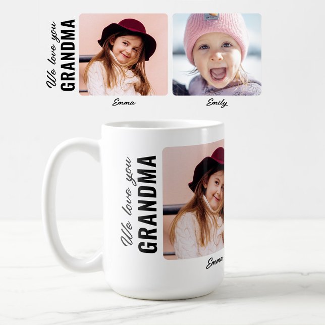 Mug Nous vous aimons grand-mère 2 petits-enfants photo (Créateur téléchargé)