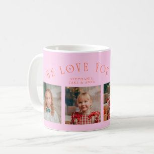 Mug Nous vous aimons grand-mère 4-Photo Orange Rose