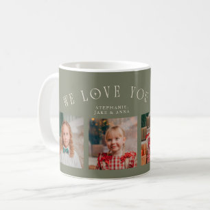 Mug Nous vous aimons grand-mère 4-Photo vert sauge