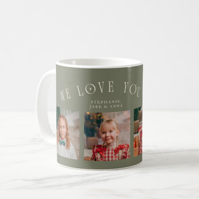 Mug Nous vous aimons grand-mère 4-Photo vert sauge (Devant gauche)
