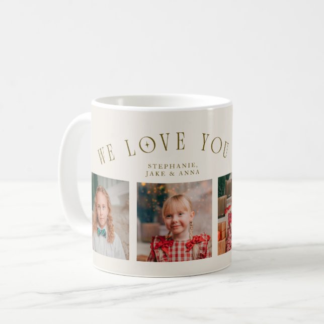 Mug Nous Vous Aimons Grand-Mère 4-Photos Crème (Devant gauche)