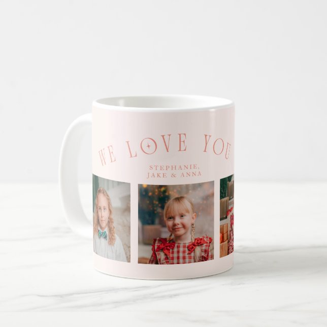Mug Nous Vous Aimons Grand-Mère 4-Photos Pêche (Devant gauche)