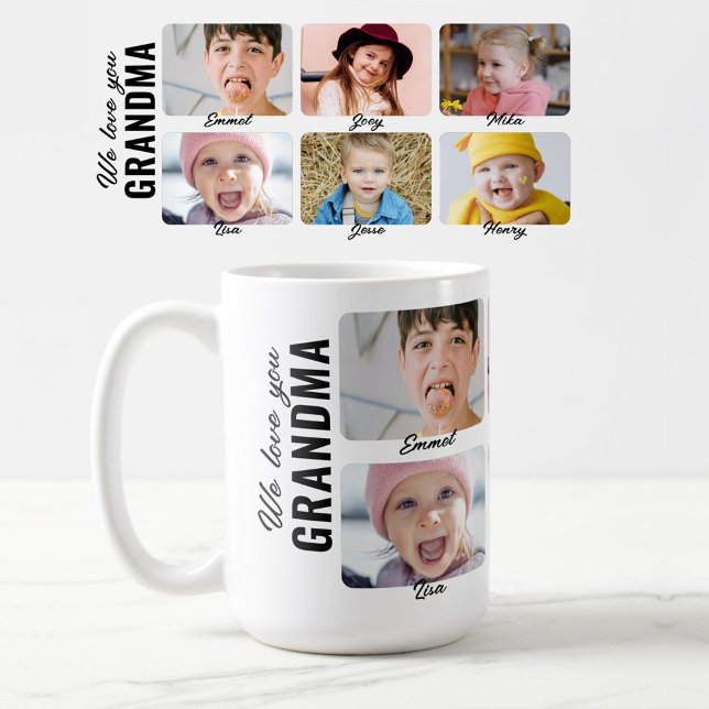 Mug Nous vous aimons grand-mère 6 petits-enfants photo (Créateur téléchargé)