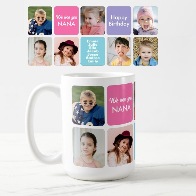 Mug Nous vous aimons grand-mère 7 petits-enfants photo (Créateur téléchargé)