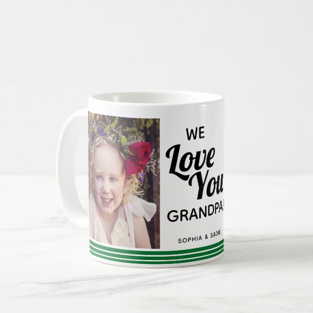 Mug Nous vous aimons grand-père 2 photo vert (Devant gauche)