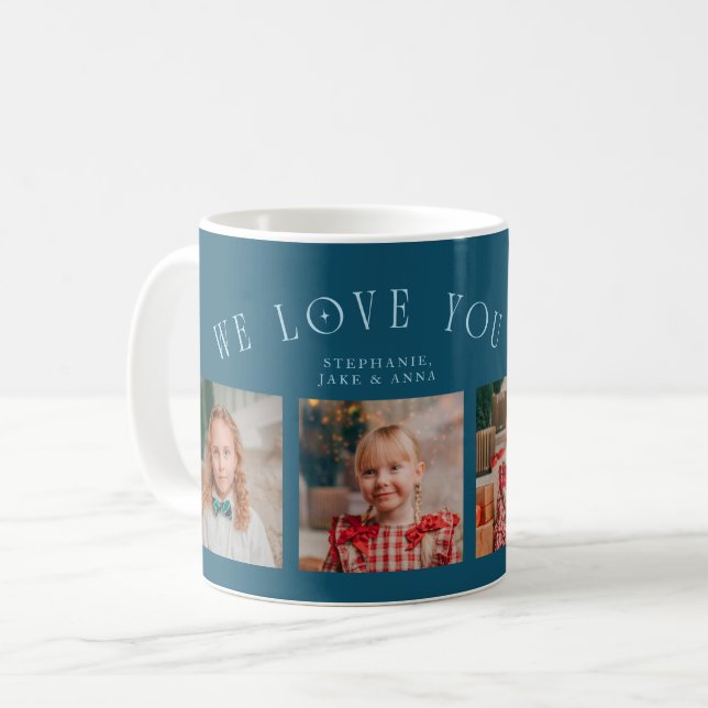 Mug Nous vous aimons Grand-père 4-Photo sarcelle (Devant gauche)