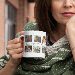 Mug Nous vous aimons Maman   Collage de photos personn
