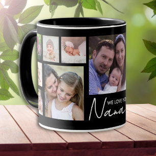 Mug Nous vous aimons Nana 13 Collage de photos Noir  