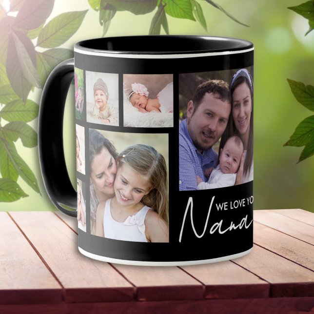 Mug Nous vous aimons Nana 13 Collage de photos Noir   (Créateur téléchargé)
