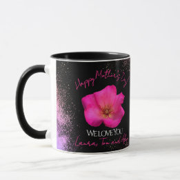 Mug Nous vous aimons - Rose personnalisable de la fête