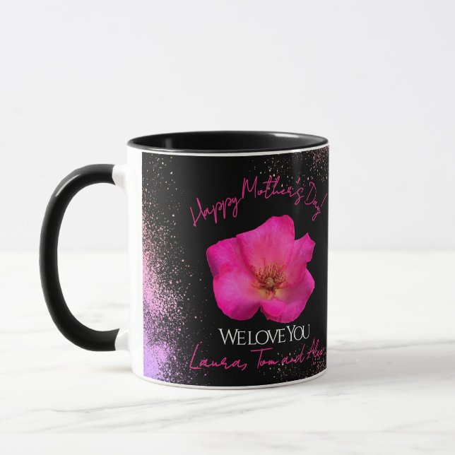 Mug Nous vous aimons - Rose personnalisable de la fête (Gauche)