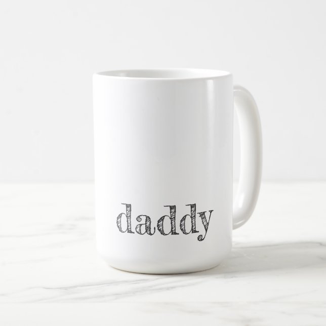 Mug Nouveau bébé DADDY Fête des pères de typographie m (Devant droit)