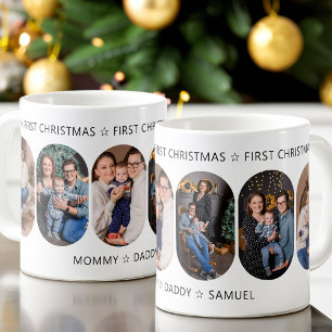Mug Nouveau bébé premier Noël 6 arrondi Lozenge photo