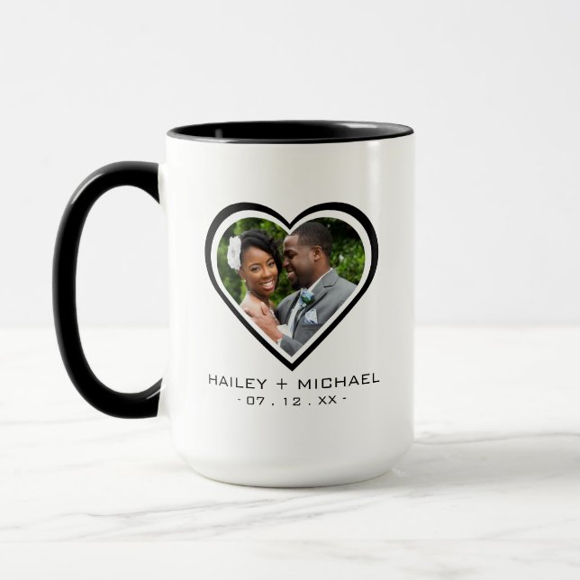 Mug Nouveau-marié Mariage photo de coeur (Gauche)