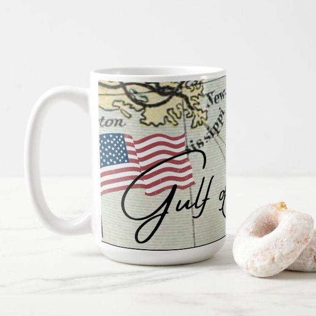 Mug Nouveau nom du GOLFE d'AMÉRIQUE sur la carte US av (Avec donut)