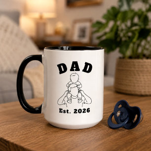 Mug Nouveau Papa Bébé Épaule Ligne Artistique
