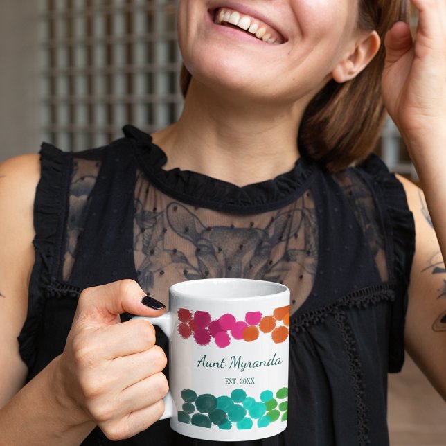 Mug Nouveau Tante Abstraits Pois Arc-en-ciel Personnal (Créateur téléchargé)