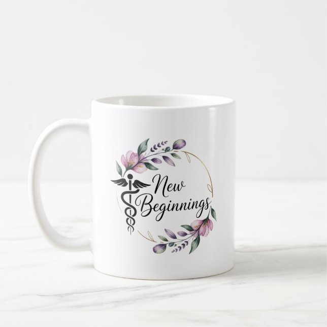 Mug Nouveaux Débuts Nouveau Travail d'Infirmière Perso (Gauche)