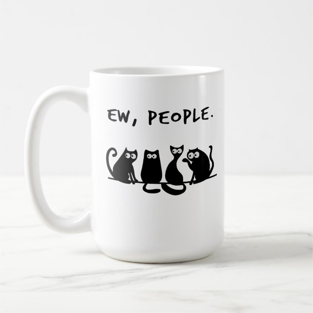 Mug Nouveaux gens drôle Meowny Chats Noirs (Gauche)