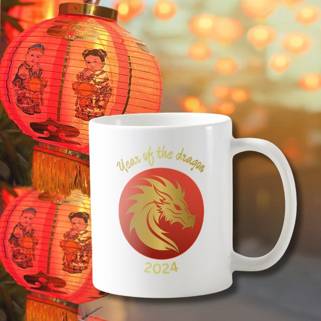 Mug Nouvel An chinois du Dragon Cadeau Rouge et Or (Créateur téléchargé)