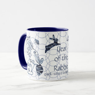 Mug Nouvel An chinois du lapin Zodiac Bleu Artiste