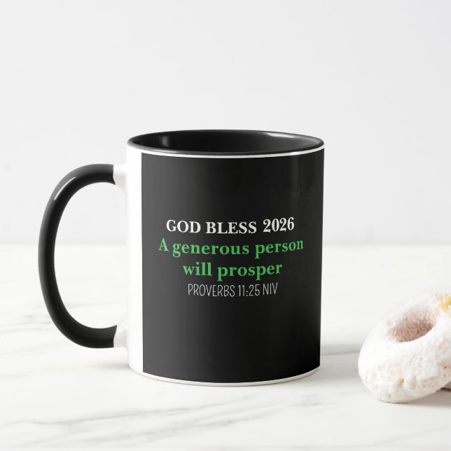 Mug Nouvelle Année 2026 Bénédictions Festive Simple No (Avec donut)