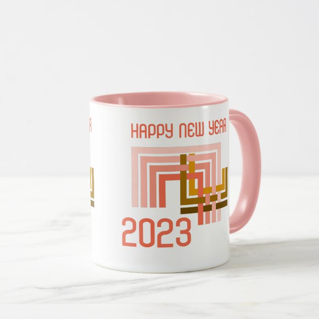 MUG NOUVELLE ANNÉE AVEC UNE ŒUVRE D'ART SIMPLE POU (Devant droit)