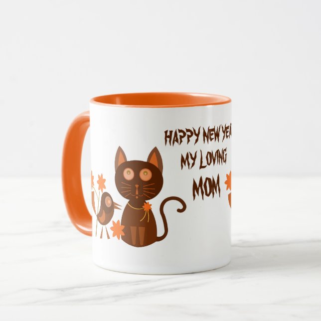 MUG NOUVELLE ANNÉE CHAT DE COMPAGNIE COMME CADEAU  (Devant gauche)