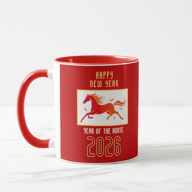 Mug Nouvelle année chinoise moderne Cheval de feu 2026 (Gauche)