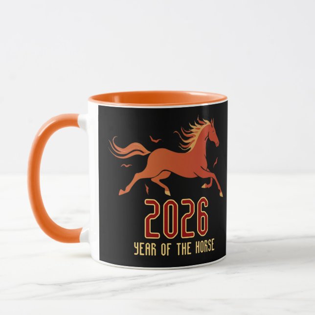 Mug Nouvelle Année du Cheval de Feu Chinois 2026  (Gauche)