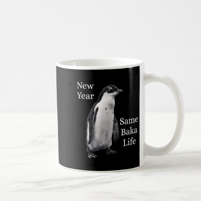 Mug Nouvelle année même vie de Baka Pingouin Blague  (Droite)